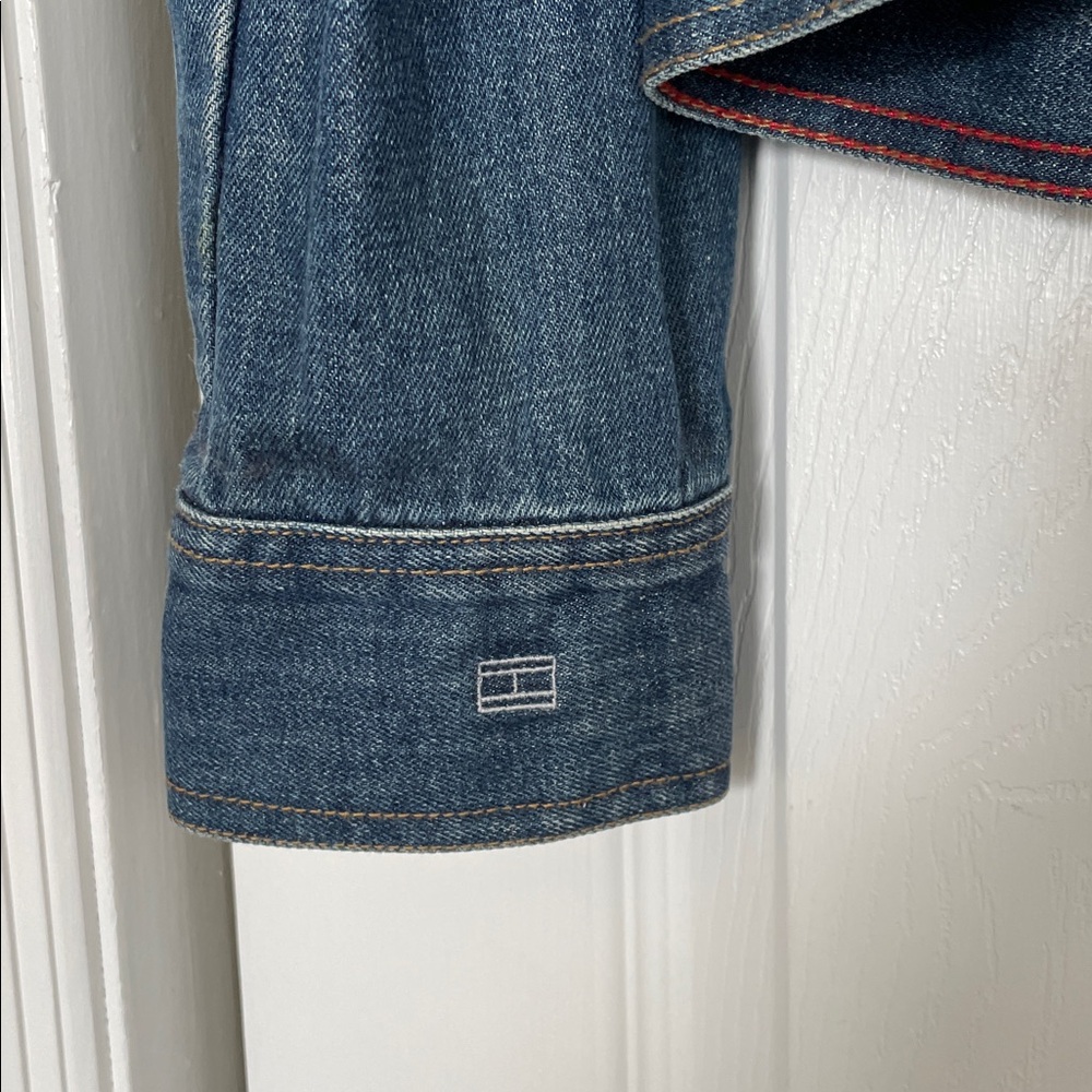 Tommy Hilfiger M Distressed Blue Jean Jacket Metal button closure pockets 2005 - Picture 11 of 16